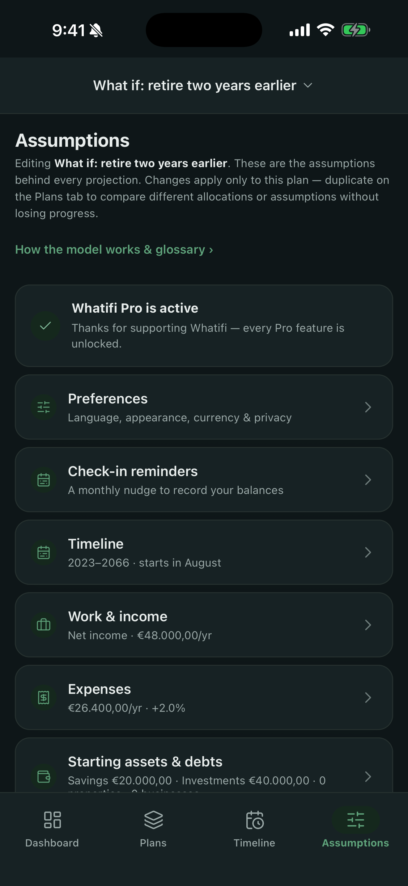 Every input in one honest place